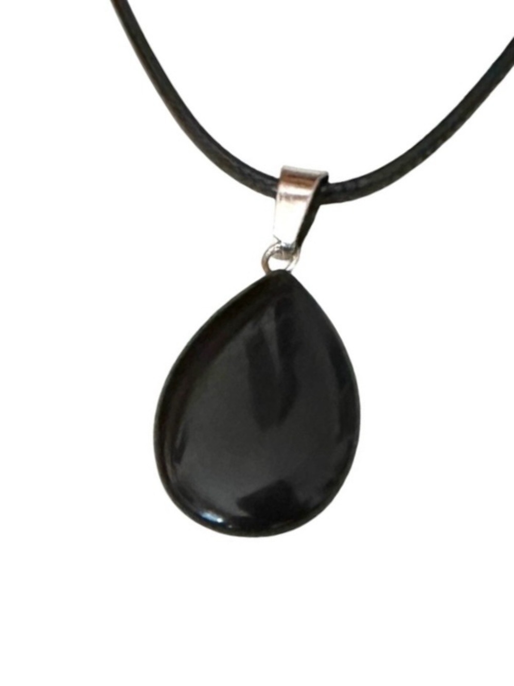 ⭐️ 5 for $25 Black Natural Stone Teardrop Pendant Necklace Black Cord
